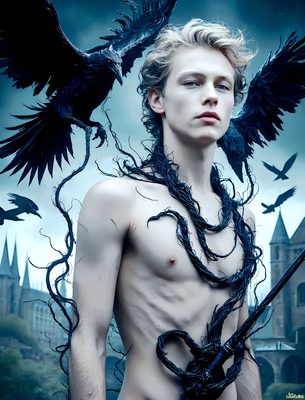 Male magic and myth: dragons, mages, elves, and sorcery. Cinematic UHD art.