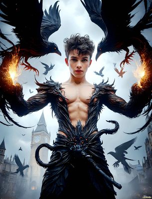 Male magic and myth: dragons, mages, elves, and sorcery. Cinematic UHD art.