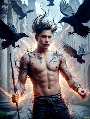 Male magic and myth: dragons, mages, elves, and sorcery. Cinematic UHD art.