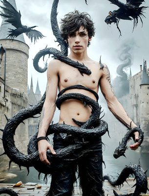 Male magic and myth: dragons, mages, elves, and sorcery. Cinematic UHD art.