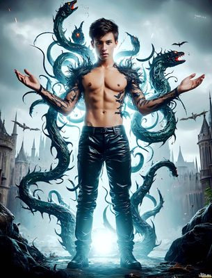 Male magic and myth: dragons, mages, elves, and sorcery. Cinematic UHD art.