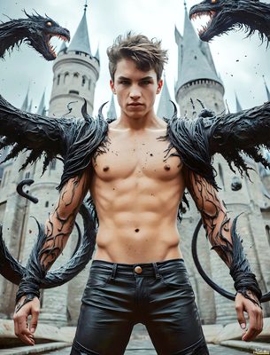 Male magic and myth: dragons, mages, elves, and sorcery. Cinematic UHD art.