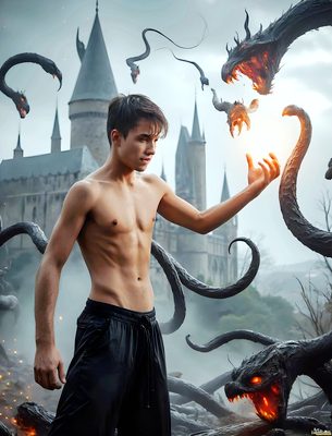 Male magic and myth: dragons, mages, elves, and sorcery. Cinematic UHD art.