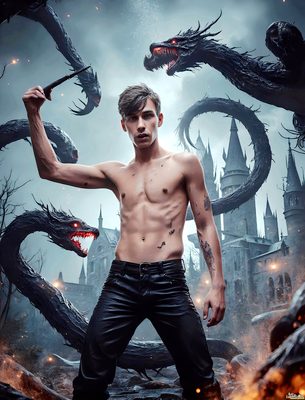 Male magic and myth: dragons, mages, elves, and sorcery. Cinematic UHD art.