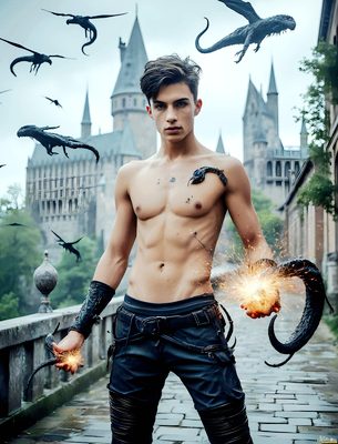 Male magic and myth: dragons, mages, elves, and sorcery. Cinematic UHD art.