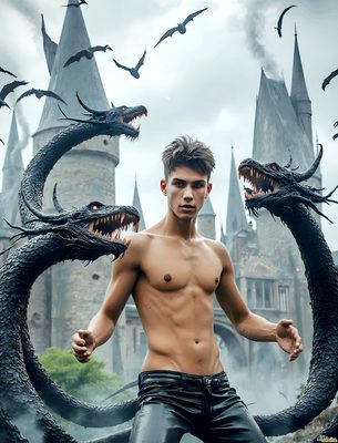 Male magic and myth: dragons, mages, elves, and sorcery. Cinematic UHD art.