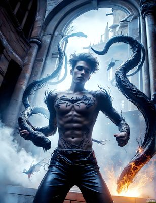 Male magic and myth: dragons, mages, elves, and sorcery. Cinematic UHD art.