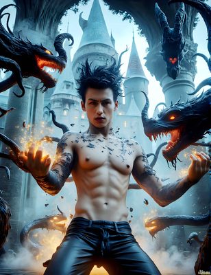 Male magic and myth: dragons, mages, elves, and sorcery. Cinematic UHD art.