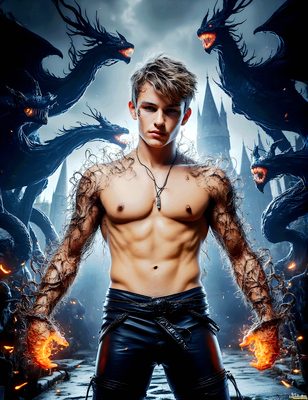 Male magic and myth: dragons, mages, elves, and sorcery. Cinematic UHD art.