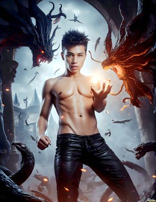Male magic and myth: dragons, mages, elves, and sorcery. Cinematic UHD art.