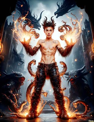 Male magic and myth: dragons, mages, elves, and sorcery. Cinematic UHD art.