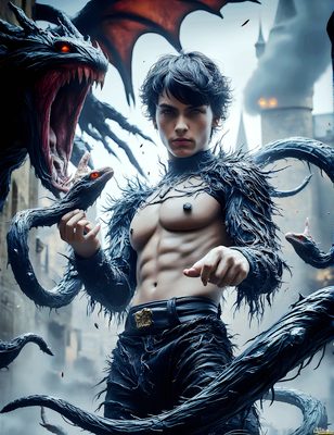 Male magic and myth: dragons, mages, elves, and sorcery. Cinematic UHD art.