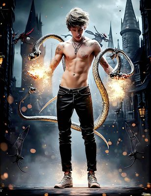 Male magic and myth: dragons, mages, elves, and sorcery. Cinematic UHD art.
