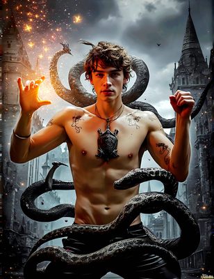 Male magic and myth: dragons, mages, elves, and sorcery. Cinematic UHD art.