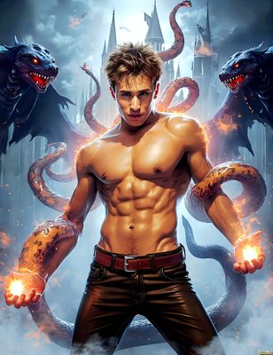 Male magic and myth: dragons, mages, elves, and sorcery. Cinematic UHD art.