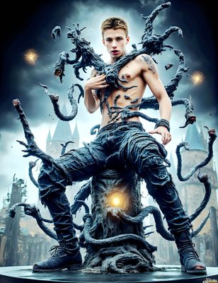Male magic and myth: dragons, mages, elves, and sorcery. Cinematic UHD art.