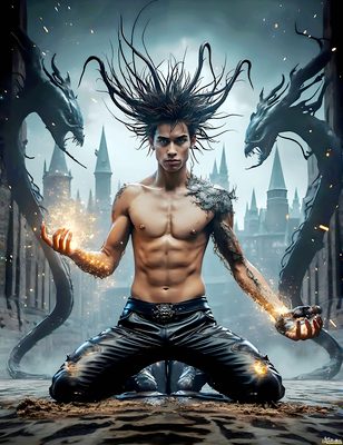 Male magic and myth: dragons, mages, elves, and sorcery. Cinematic UHD art.