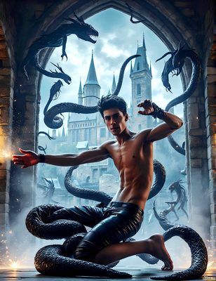 Male magic and myth: dragons, mages, elves, and sorcery. Cinematic UHD art.