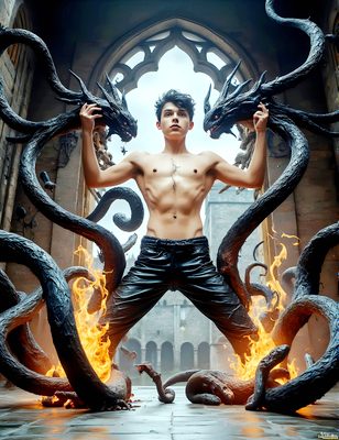 Male magic and myth: dragons, mages, elves, and sorcery. Cinematic UHD art.