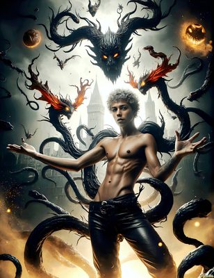 Male magic and myth: dragons, mages, elves, and sorcery. Cinematic UHD art.