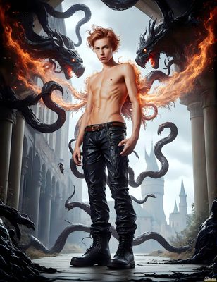 Male magic and myth: dragons, mages, elves, and sorcery. Cinematic UHD art.