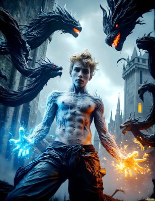 Male magic and myth: dragons, mages, elves, and sorcery. Cinematic UHD art.