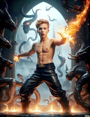 Male magic and myth: dragons, mages, elves, and sorcery. Cinematic UHD art.