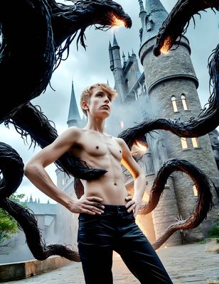 Male magic and myth: dragons, mages, elves, and sorcery. Cinematic UHD art.