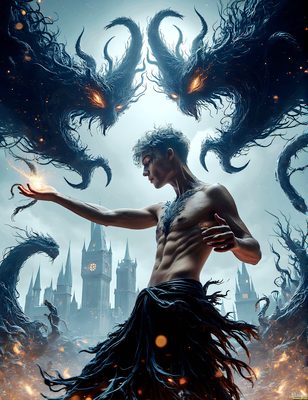 Male magic and myth: dragons, mages, elves, and sorcery. Cinematic UHD art.