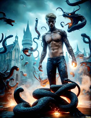 Male magic and myth: dragons, mages, elves, and sorcery. Cinematic UHD art.