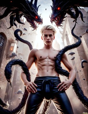 Male magic and myth: dragons, mages, elves, and sorcery. Cinematic UHD art.