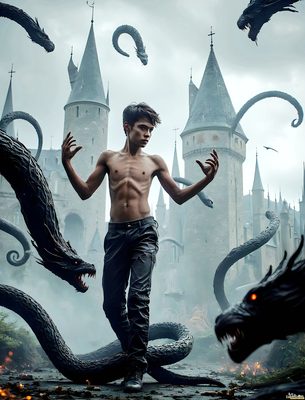 Male magic and myth: dragons, mages, elves, and sorcery. Cinematic UHD art.