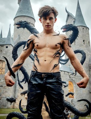 Male magic and myth: dragons, mages, elves, and sorcery. Cinematic UHD art.