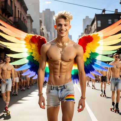 Color, love, and celebration in male pride art. Cinematic UHD.