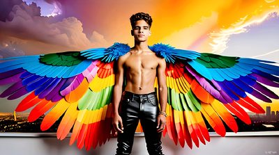 Color, love, and celebration in male pride art. Cinematic UHD.