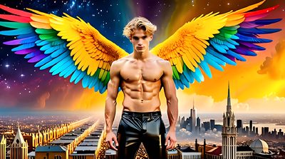 Color, love, and celebration in male pride art. Cinematic UHD.