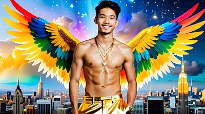 Color, love, and celebration in male pride art. Cinematic UHD.