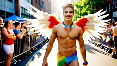 Color, love, and celebration in male pride art. Cinematic UHD.