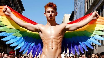 Color, love, and celebration in male pride art. Cinematic UHD.