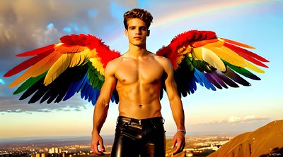 Color, love, and celebration in male pride art. Cinematic UHD.