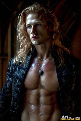 A blond man with long hair in an open dark jacket
