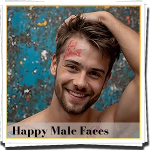 Colorful Happy Male Faces
