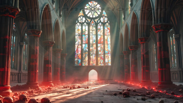 Intricate spider webs, weathered tombstones, dim ethereal moonlight, gnarled bare branches, low rolling fog, crepuscular rays, weeping angel statue, wrought-iron gate, mausoleum, vampire gothic, blood-red moon, dew on cobwebs, volumetric lighting, rim lighting, macabre shadows, photorealistic, hauntingly beautiful, eerie atmosphere, cinematic composition, deep contrast