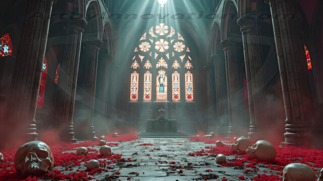 Intricate spider webs, weathered tombstones, dim ethereal moonlight, gnarled bare branches, low rolling fog, crepuscular rays, weeping angel statue, wrought-iron gate, mausoleum, vampire gothic, blood-red moon, dew on cobwebs, volumetric lighting, rim lighting, macabre shadows, photorealistic, hauntingly beautiful, eerie atmosphere, cinematic composition, deep contrast