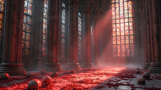 Intricate spider webs, weathered tombstones, dim ethereal moonlight, gnarled bare branches, low rolling fog, crepuscular rays, weeping angel statue, wrought-iron gate, mausoleum, vampire gothic, blood-red moon, dew on cobwebs, volumetric lighting, rim lighting, macabre shadows, photorealistic, hauntingly beautiful, eerie atmosphere, cinematic composition, deep contrast