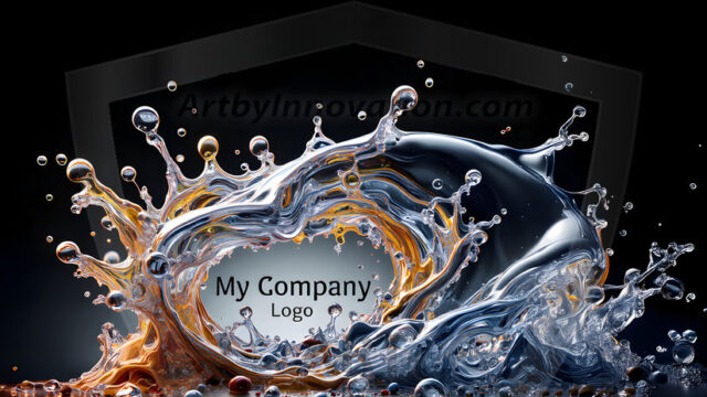 Logo Colored Water Dynamic: Amazing Digital Graphics Art Collection.
A Rainbow of Colored Water in Motion, using a colorful palette. Bursting out of the water, dynamitic flowing streams of color, with a metallic metal plate for a company logo.