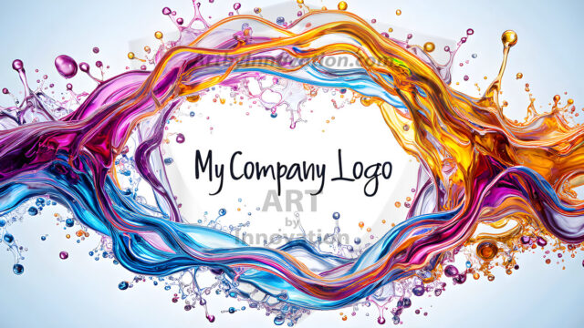 Logo Colored Water Dynamic: Amazing Digital Graphics Art Collection.
A Rainbow of Colored Water in Motion, using a colorful palette. Bursting out of the water, dynamitic flowing streams of color, with a metallic metal plate for a company logo.