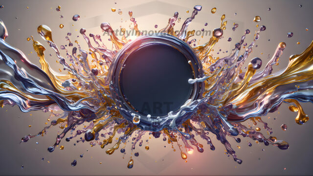 Logo Colored Water Dynamic: Amazing Digital Graphics Art Collection.
A Rainbow of Colored Water in Motion, using a colorful palette. Bursting out of the water, dynamitic flowing streams of color, with a metallic metal plate for a company logo.