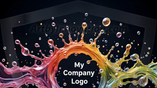 Logo Colored Water Dynamic: Amazing Digital Graphics Art Collection.
A Rainbow of Colored Water in Motion, using a colorful palette. Bursting out of the water, dynamitic flowing streams of color, with a metallic metal plate for a company logo.
