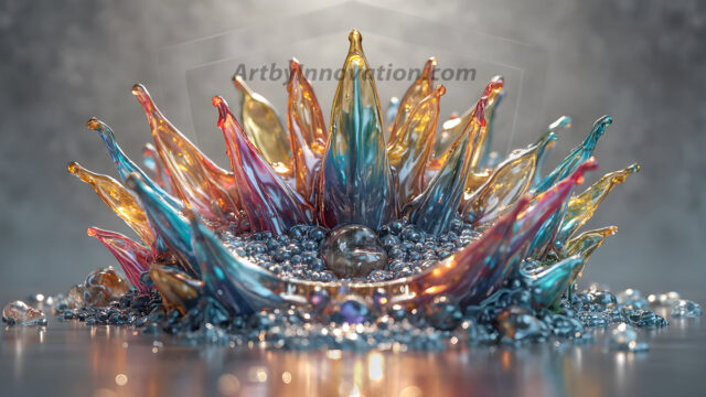 Logo Colored Water Dynamic: Amazing Digital Graphics Art Collection.
A Rainbow of Colored Water in Motion, using a colorful palette. Bursting out of the water, dynamitic flowing streams of color, with a metallic metal plate for a company logo.